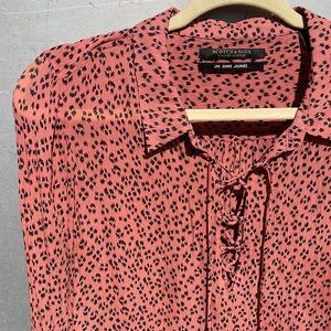 Scotch & Soda Sheer Leopard Spot Lace Up Blouse